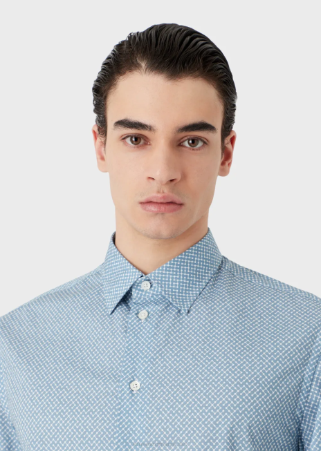 bărbați R802G1134 cămașă din bumbac elastic cu micro-model op art Armani imprimare