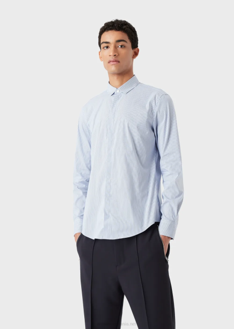 bărbați R802G1138 bumbac elastic, slim-fit, cămașă cu dungi Armani in dungi