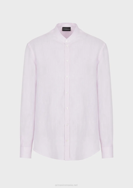 bărbați R802G1139 cămașă modern-fit, cambray de in, cu guler guru Armani roz