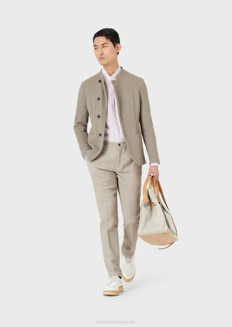 bărbați R802G1139 cămașă modern-fit, cambray de in, cu guler guru Armani roz