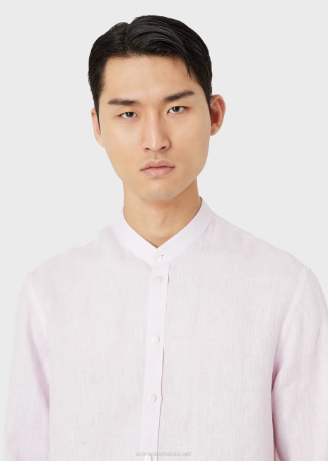 bărbați R802G1139 cămașă modern-fit, cambray de in, cu guler guru Armani roz