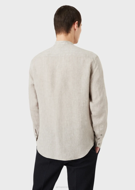 bărbați R802G1140 cămașă modern-fit, cambray de in, cu guler guru Armani