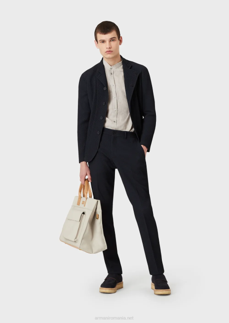 bărbați R802G1140 cămașă modern-fit, cambray de in, cu guler guru Armani