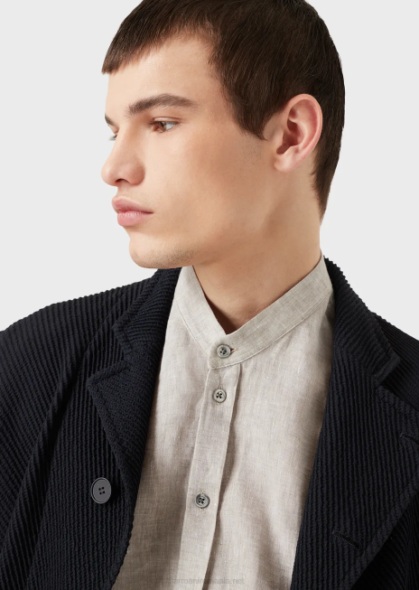 bărbați R802G1140 cămașă modern-fit, cambray de in, cu guler guru Armani