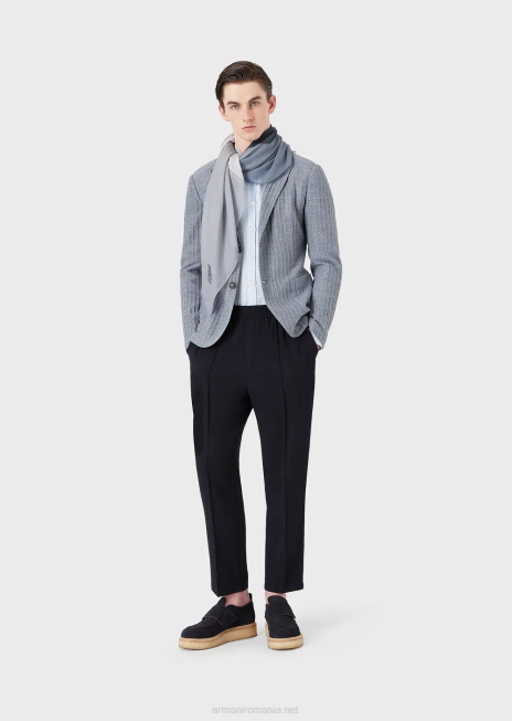 bărbați R802G1141 cămașă modern-fit, cambray de in, cu guler guru Armani azur