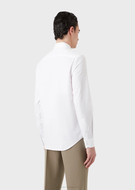 bărbați R802G1145 cămașă jacquard geometrică Armani alb