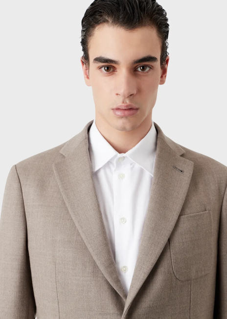 bărbați R802G1145 cămașă jacquard geometrică Armani alb