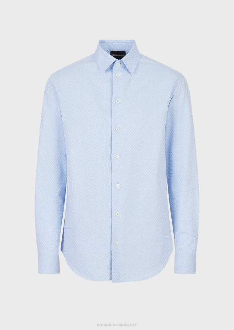 bărbați R802G1146 cămașă jacquard geometrică Armani azur