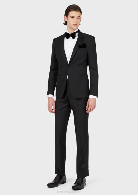 bărbați R802G1147 cămașă din popelin cu fagure din țesătură tip fagure Armani alb