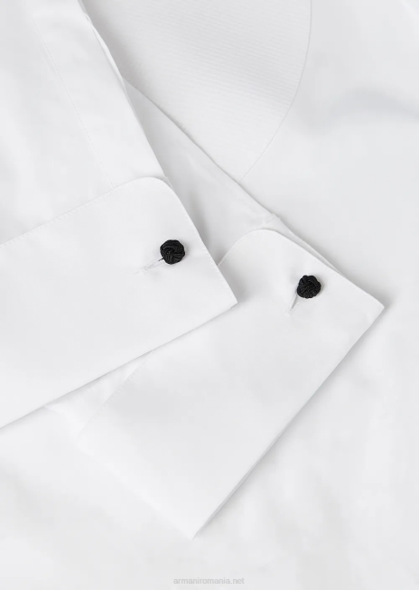 bărbați R802G1147 cămașă din popelin cu fagure din țesătură tip fagure Armani alb