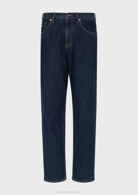 bărbați R802G1149 Blugi din denim largi din amestec de cânepă j73 Armani albastru