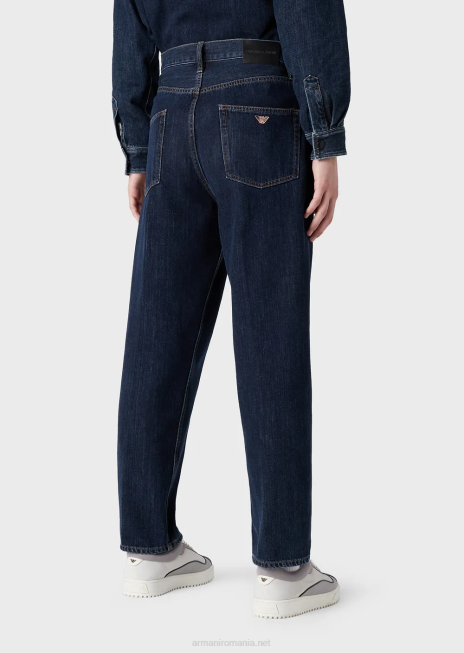 bărbați R802G1149 Blugi din denim largi din amestec de cânepă j73 Armani albastru