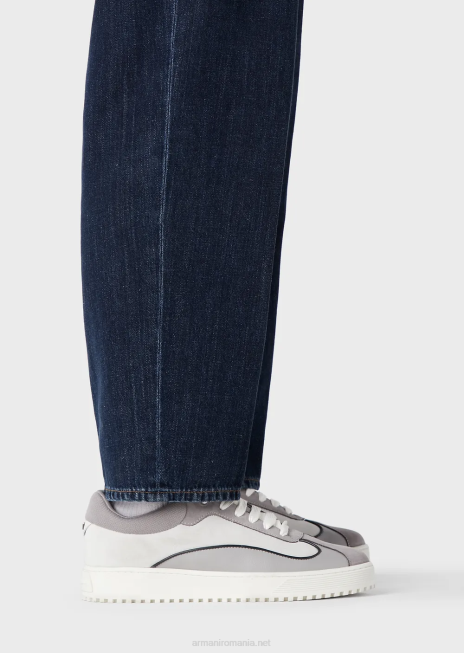 bărbați R802G1149 Blugi din denim largi din amestec de cânepă j73 Armani albastru