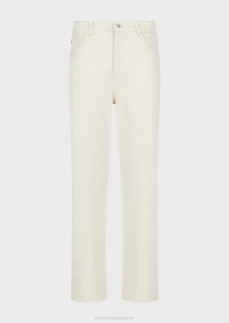 bărbați R802G1151 Blugi j74 largi, vopsiți moale, din denim bull Armani alb ca laptele