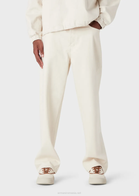 bărbați R802G1151 Blugi j74 largi, vopsiți moale, din denim bull Armani alb ca laptele