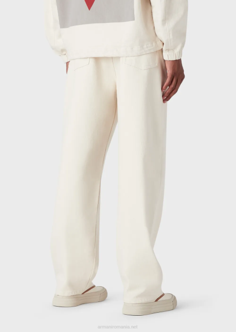 bărbați R802G1151 Blugi j74 largi, vopsiți moale, din denim bull Armani alb ca laptele