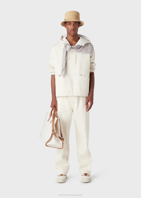 bărbați R802G1151 Blugi j74 largi, vopsiți moale, din denim bull Armani alb ca laptele