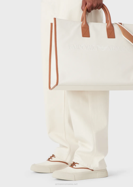 bărbați R802G1151 Blugi j74 largi, vopsiți moale, din denim bull Armani alb ca laptele