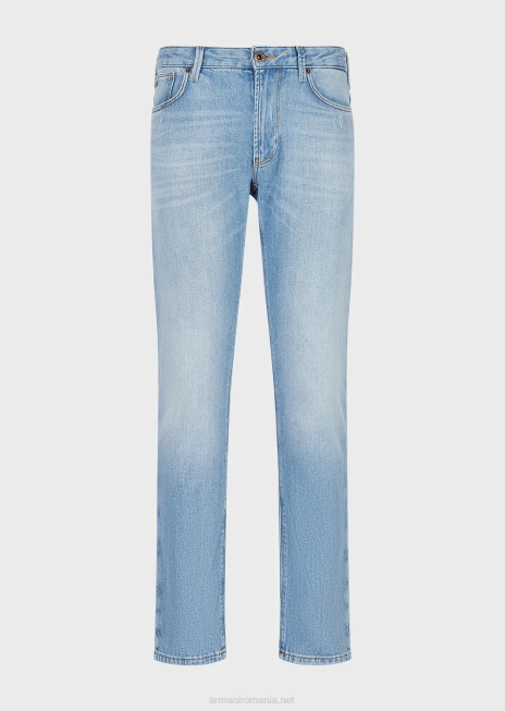 bărbați R802G1157 Blugi j06 slim-fit din denim stretch cu aspect vintage Armani albastru deschis