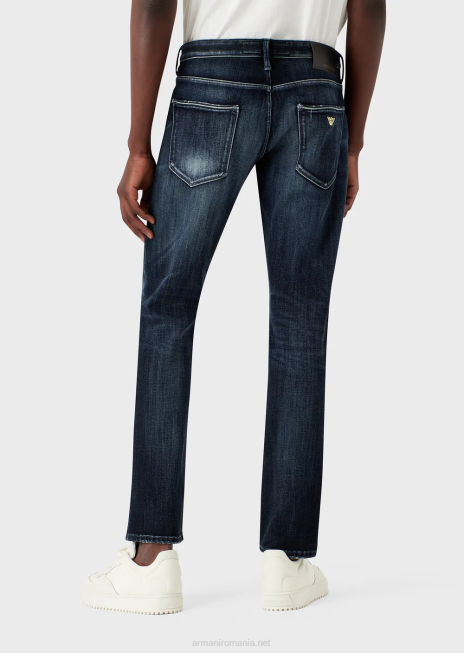 bărbați R802G1158 Blugi j06 slim-fit, rupti din denim închis Armani albastru mediu
