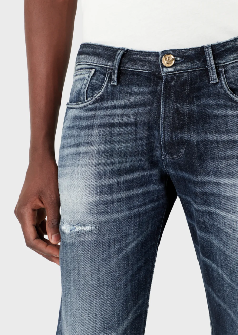 bărbați R802G1158 Blugi j06 slim-fit, rupti din denim închis Armani albastru mediu