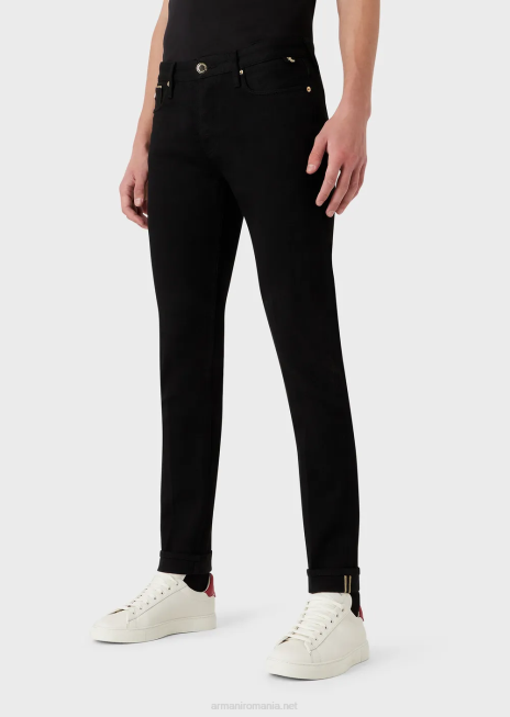 bărbați R802G1168 blugi j75 slim-fit cu detalii aurii Armani negru