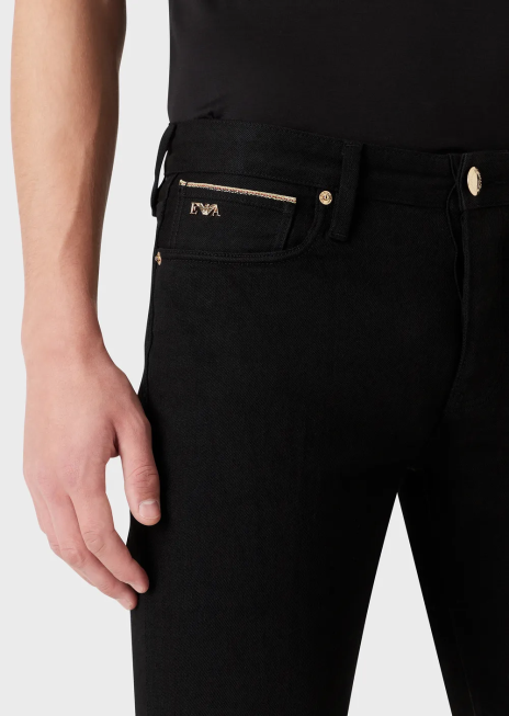 bărbați R802G1168 blugi j75 slim-fit cu detalii aurii Armani negru