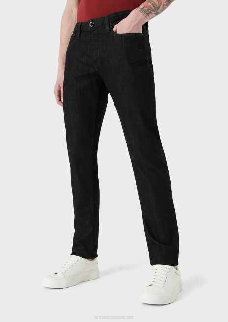 bărbați R802G1169 Blugi din denim j75 slim-fit, albastru închis, clătiți Armani negru