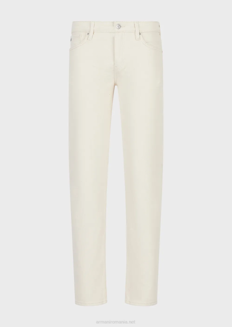 bărbați R802G1172 Blugi j75 slim-fit, vopsiți moale, din denim bull Armani alb ca laptele