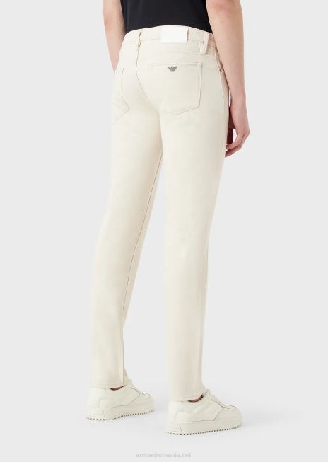 bărbați R802G1172 Blugi j75 slim-fit, vopsiți moale, din denim bull Armani alb ca laptele