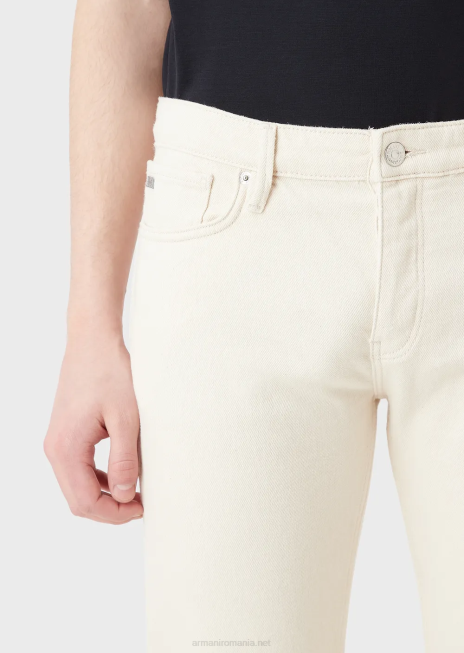 bărbați R802G1172 Blugi j75 slim-fit, vopsiți moale, din denim bull Armani alb ca laptele