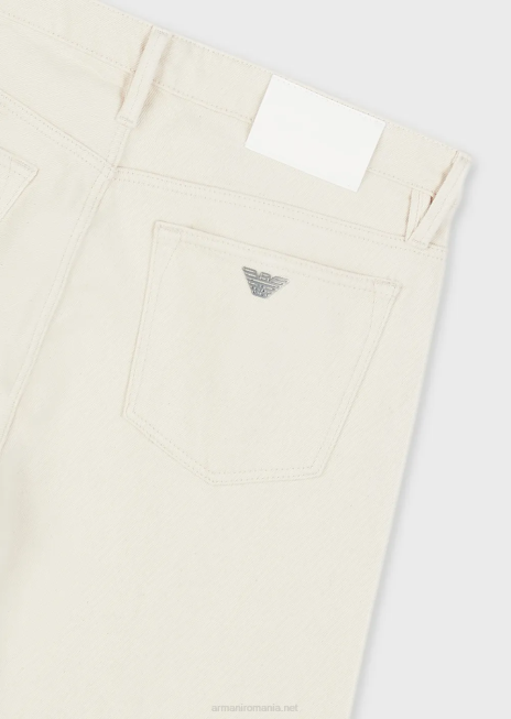 bărbați R802G1172 Blugi j75 slim-fit, vopsiți moale, din denim bull Armani alb ca laptele