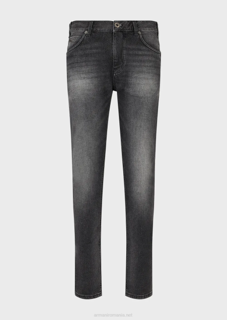 bărbați R802G1174 Blugi j16 slim-fit, spălați cu pietre, cu aspect vintage, din denim Armani gri