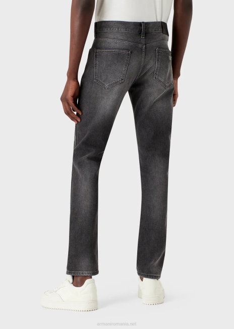 bărbați R802G1174 Blugi j16 slim-fit, spălați cu pietre, cu aspect vintage, din denim Armani gri
