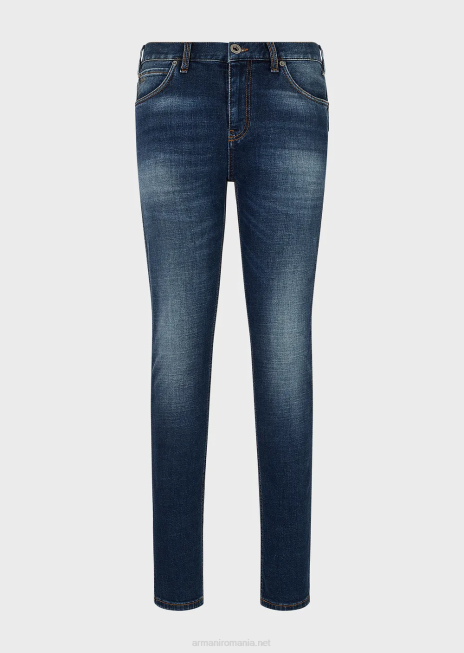 bărbați R802G1175 Blugi din denim j16 slim-fit, cu aspect vintage Armani albastru mediu