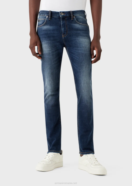 bărbați R802G1175 Blugi din denim j16 slim-fit, cu aspect vintage Armani albastru mediu