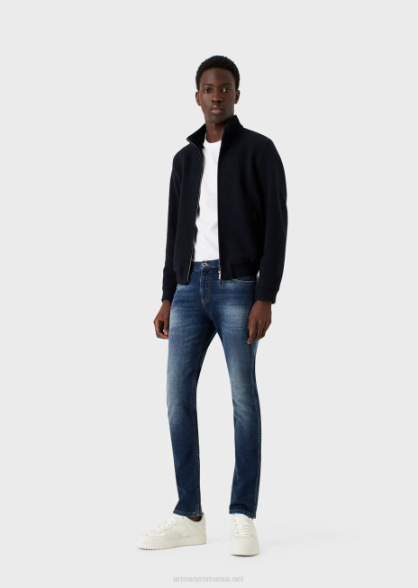bărbați R802G1175 Blugi din denim j16 slim-fit, cu aspect vintage Armani albastru mediu