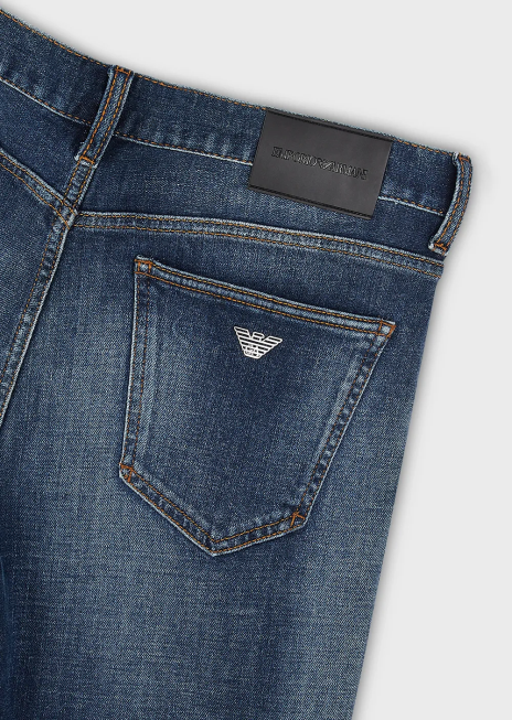 bărbați R802G1175 Blugi din denim j16 slim-fit, cu aspect vintage Armani albastru mediu