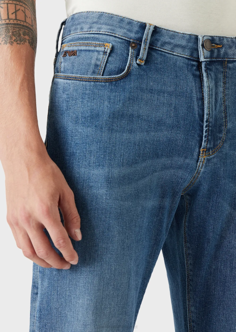 bărbați R802G1178 Blugi j06 slim-fit, spalati, din twill comfort-denim Armani azur