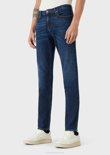 bărbați R802G1179 Blugi j06 slim-fit, spalati, din twill comfort-denim Armani denim