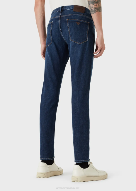 bărbați R802G1179 Blugi j06 slim-fit, spalati, din twill comfort-denim Armani denim