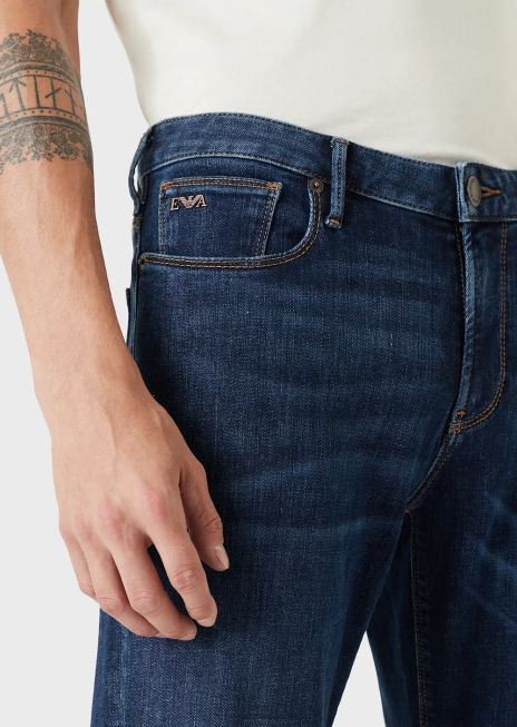 bărbați R802G1179 Blugi j06 slim-fit, spalati, din twill comfort-denim Armani denim