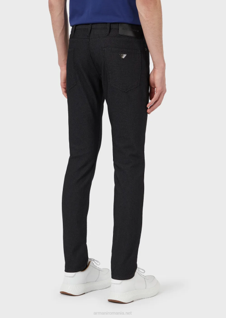 bărbați R802G1186 pantaloni j06 slim-fit din țesătură texturată, vopsită în fire Armani