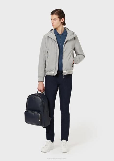 bărbați R802G1187 pantaloni j06 slim-fit din țesătură texturată, vopsită în fire Armani albastru miezul nopții