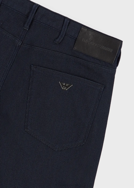 bărbați R802G1189 Pantaloni j06 slim-fit, vopsiți în fire, din amestec de bumbac Armani albastru