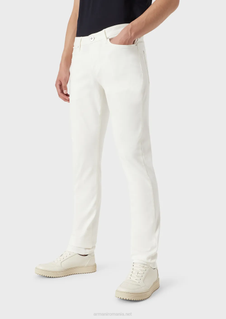 bărbați R802G1194 Blugi j06 slim-fit, din gabardină stretch Armani alb