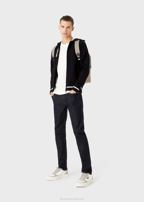 bărbați R802G1196 blugi j75 slim-fit blugi din denim clătiți-spălați Armani albastru miezul nopții