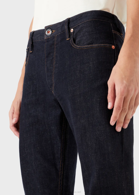 bărbați R802G1196 blugi j75 slim-fit blugi din denim clătiți-spălați Armani albastru miezul nopții