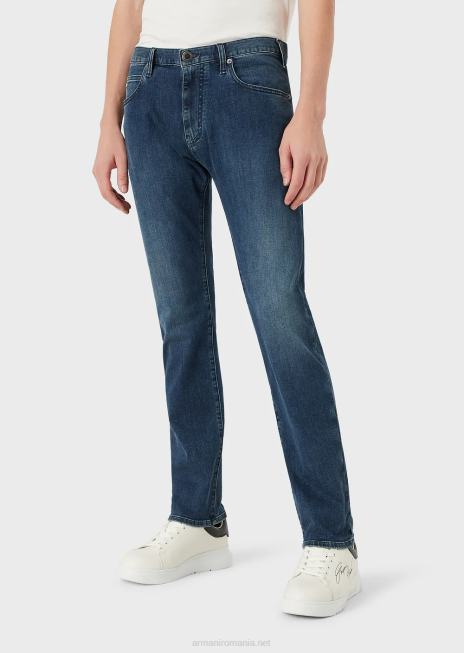 bărbați R802G1200 Blugi j45 cu ajustări regulate, din denim confortabil din twill Armani albastru