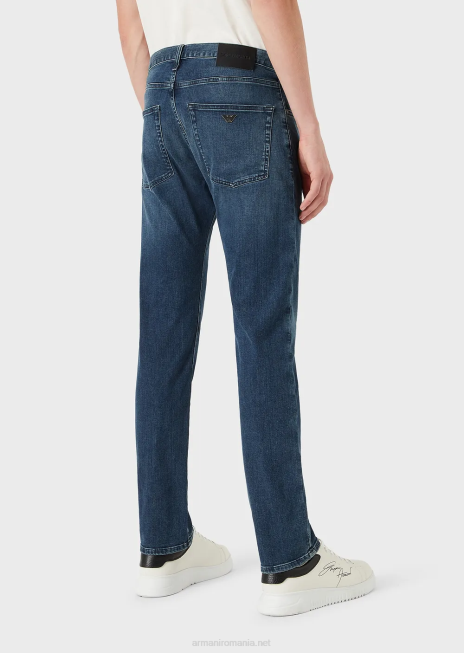 bărbați R802G1200 Blugi j45 cu ajustări regulate, din denim confortabil din twill Armani albastru